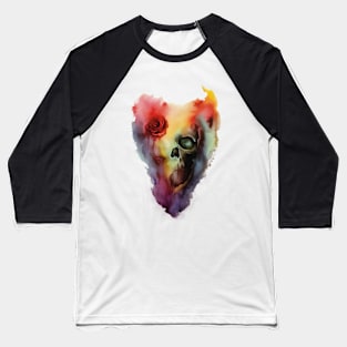 Warercolor Skull Baseball T-Shirt